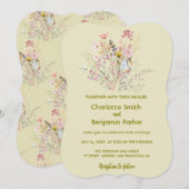 Eenvoudige gouden wilde bloemen boeket bloem bruil save the date (Voorkant / Achterkant)