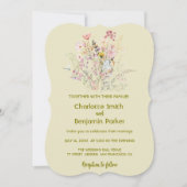 Eenvoudige gouden wilde bloemen boeket bloem bruil save the date (Voorkant)