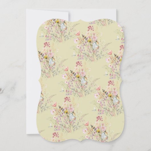 Eenvoudige gouden wilde bloemen boeket bloem bruil save the date (Achterkant)