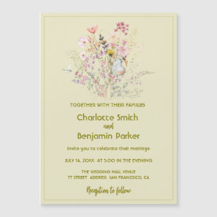 Eenvoudige Gouden wilde bloemen boeket bloemenbrui Magnetische Uitnodiging