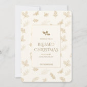 Eenvoudige gouden winter verlaat Kerstmis Feestdagenkaart (Voorkant)