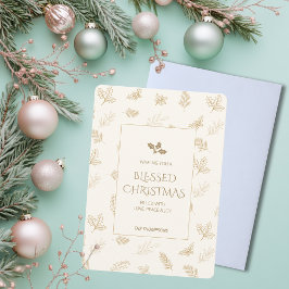 Eenvoudige gouden winter verlaat Kerstmis Feestdagenkaart