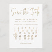 Eenvoudige gouden witte kalender behalve de datum aankondigingskaart (Voorkant)