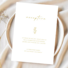 Eenvoudige gouden witte trouwreceptie bijgevoegde  kaart