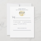 Eenvoudige Gouden Zee Schelp en Diep Prussiaans Bl RSVP Kaartje (Voorkant)