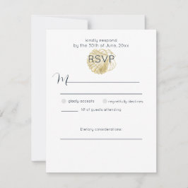 Eenvoudige Gouden Zeeschelp en Diep Pruisisch Blau RSVP Kaartje