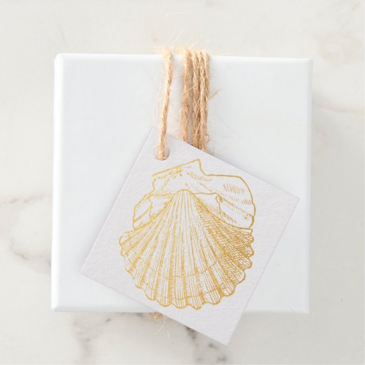 Eenvoudige gouden zeeschelpen Favor Bedankjes Labels (Met doos)