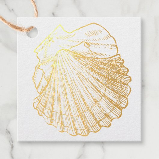Eenvoudige gouden zeeschelpen Favor Bedankjes Labels (Voorkant)