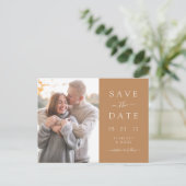 Eenvoudige goudfoto Save the Date Wedding Announem Aankondigingskaart (Staand voorkant)