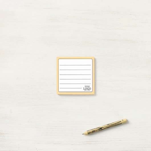 Eenvoudige goudgele gevoerd Logo Post-it® Notes (Op bureau)