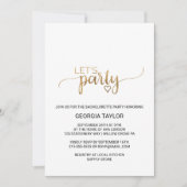 Eenvoudige goudkalligrafie Bachelorette Party Kaart (Voorkant)