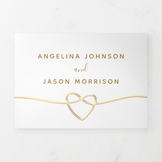 Eenvoudige goudkalligrafie Foto Weddenschap Drieluik Uitnodiging (Cover)