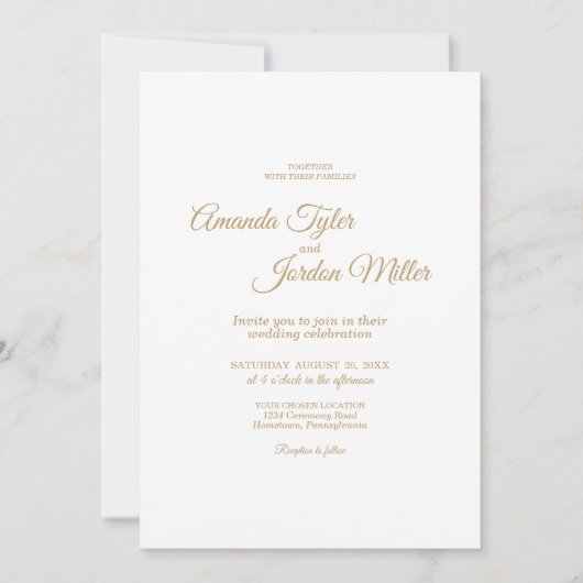 Eenvoudige goudkalligrafie in één keer kaart (Voorkant)