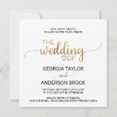 Eenvoudige goudkalligrafie Square Weddenschap Kaart (Voorkant)