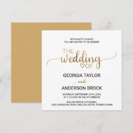 Eenvoudige goudkalligrafie Square Weddenschap Kaart