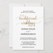 Eenvoudige goudkalligrafie Traditioneel huwelijk Kaart (Voorkant)