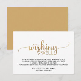 Eenvoudige goudkalligrafie-weduwschap goed informatiekaartje