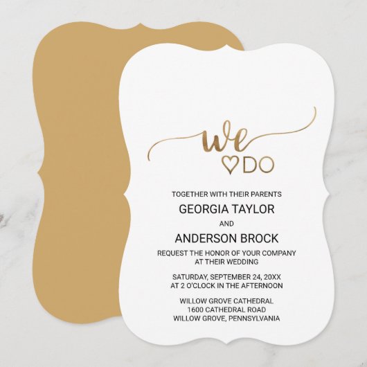 Eenvoudige goudkalligrafie "Wij doen" Kaart (Voorkant / Achterkant)