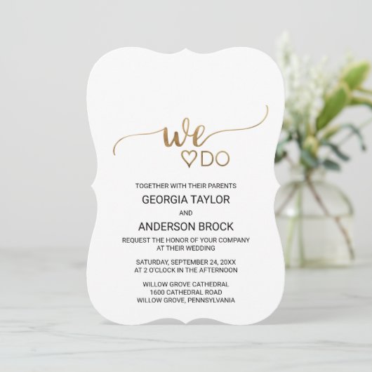 Eenvoudige goudkalligrafie "Wij doen" Kaart (Staand voorkant)