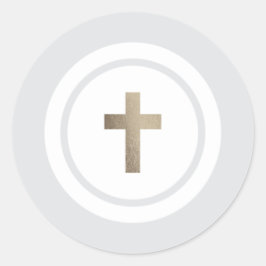 Eenvoudige goudkruisfolie-sticker ronde sticker