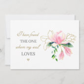 Eenvoudige goudroze Magnolia Christelijke bruiloft Kaart (Achterkant)