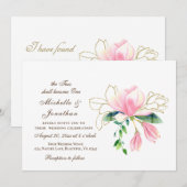 Eenvoudige goudroze Magnolia Christelijke bruiloft Kaart (Voorkant / Achterkant)