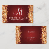 Eenvoudige goudverlichting Monogram Rood Visitekaartje (Voorkant / Achterkant)