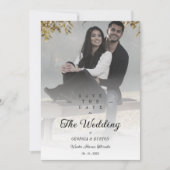 Eenvoudige gradiënt Cool Trendy Calligrafie Foto Save The Date (Voorkant)