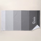 Eenvoudige Gradient Grijze Strepen met Aangepaste  Strandlaken (Voorkant)