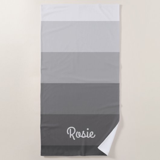 Eenvoudige Gradient Grijze Strepen met Aangepaste  Strandlaken (Voorkant)