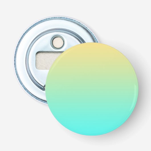 Eenvoudige Gradiënt Pastel Geel Turquoise Button Flesopener (Voorkant)
