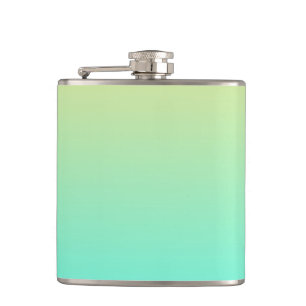 Eenvoudige Gradiënt Pastel Geel Turquoise Heupfles