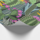 Eenvoudige grafische Cactus Garden Cadeaupapier (Hoek)