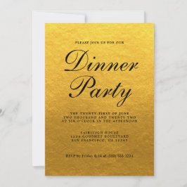 Eenvoudige grafische Calligrafie Gold Dinner Party Kaart