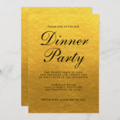 Eenvoudige grafische Calligrafie Gold Dinner Party Kaart (Voorkant / Achterkant)