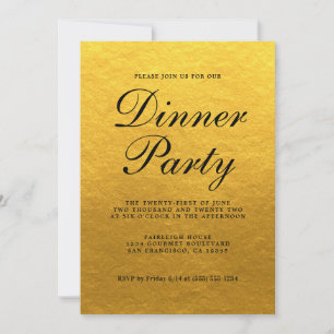 Eenvoudige grafische Calligrafie Gold Dinner Party Kaart