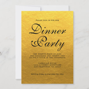 Eenvoudige grafische Calligrafie Gold Dinner Party Kaart