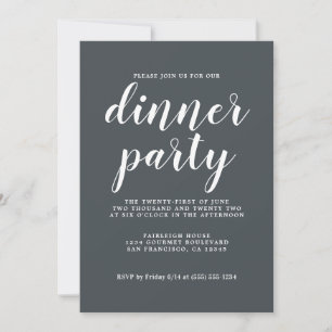 Eenvoudige grafische Calligrafie-off-Black Dinner  Kaart