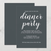 Eenvoudige grafische Calligrafie-off-Black Dinner Kaart (Voorkant / Achterkant)