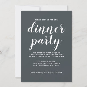 Eenvoudige grafische Calligrafie-off-Black Dinner  Kaart