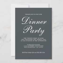 Eenvoudige grafische Calligrafie-off-Black Dinner  Kaart