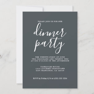 Eenvoudige grafische Calligrafie-off-Black Dinner  Kaart