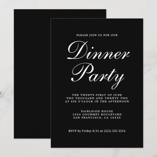 Eenvoudige grafische Calligrafie, zwarte dunner Kaart (Voorkant / Achterkant)