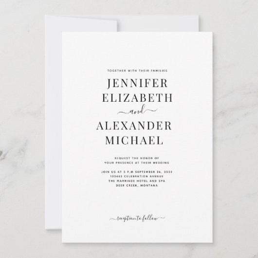 Eenvoudige grafische kalligrafie in één bruiloft kaart (Voorkant)