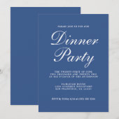 Eenvoudige grafische kalligrafie Klassic Blue Dinn Kaart (Voorkant / Achterkant)