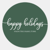 Eenvoudige grafische kalligrafie Prettige feestdag Ronde Sticker (Voorkant)