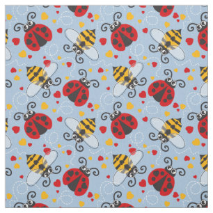 Eenvoudige grafische ladybugs en bijen houden van  stof