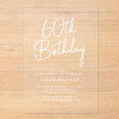 Eenvoudige grafische moderne 60e verjaardag acryl uitnodigingen (Voorkant)