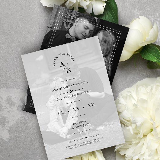 Eenvoudige grafische moderne kalligrafie 2 Foto's  Save The Date