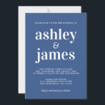 Eenvoudige grafische typografie Classic Blue Weddi Kaart<br><div class="desc">Eenvoudige en chic bruiloft-uitnodiging biedt een stijlvolle, elegante en moderne witte typografie op een klassieke blauwe achtergrond. Voeg gewoon je trouwgegevens toe. Exclusief voor u ontworpen door Happy Dolphin Studio. Neem contact met ons op via happydolphinstudio@outlook.com als je hulp of overeenkomende producten nodig hebt. We helpen je graag om van...</div>